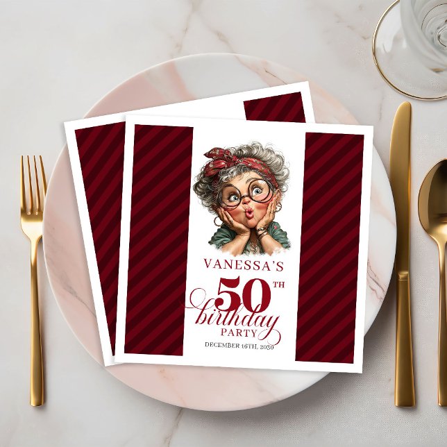 50th Birthday Funny Old Lady Napkins Party Decor (50th Birthday Funny Old Lady Napkins Party Decor)