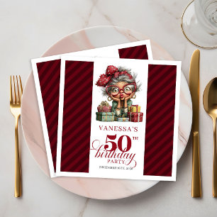 50th Birthday Funny Old Lady Party Paper Napkins