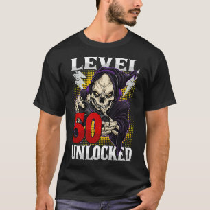 50th Birthday Gamer Skeleton Level 50 Unlocked Gam T-Shirt