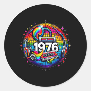 50th Birthday Gift 1976 Disco Peace Vintage Love Classic Round Sticker