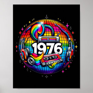 50th Birthday Gift 1976 Disco Peace Vintage Love Poster