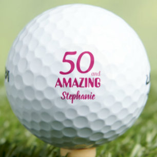 50th Birthday Gift Amzing 50 Years Elegant Pink Golf Balls