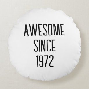 50th Birthday Gift Fifty Years Old Typography Text Round Cushion