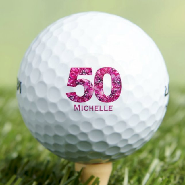 50th Birthday Gift for Girlfriend – Floral 50 Golf Balls (Creator Uploaded)