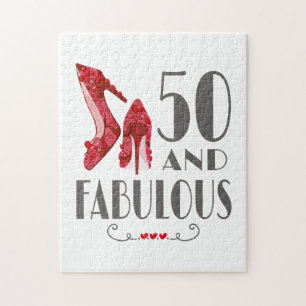 50th Birthday Gift Im 50 And Fabulous Gift Jigsaw Puzzle
