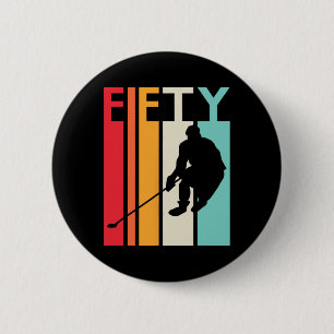 50th Birthday Gift Vintage Hockey 50 Year Old Bir 6 Cm Round Badge