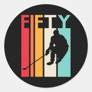 50th Birthday Gift Vintage Hockey  50 Year Old Bir Classic Round Sticker