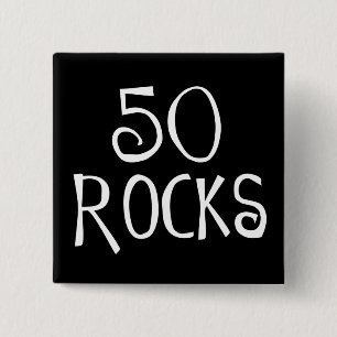 50th birthday gifts, 50 ROCKS 15 Cm Square Badge