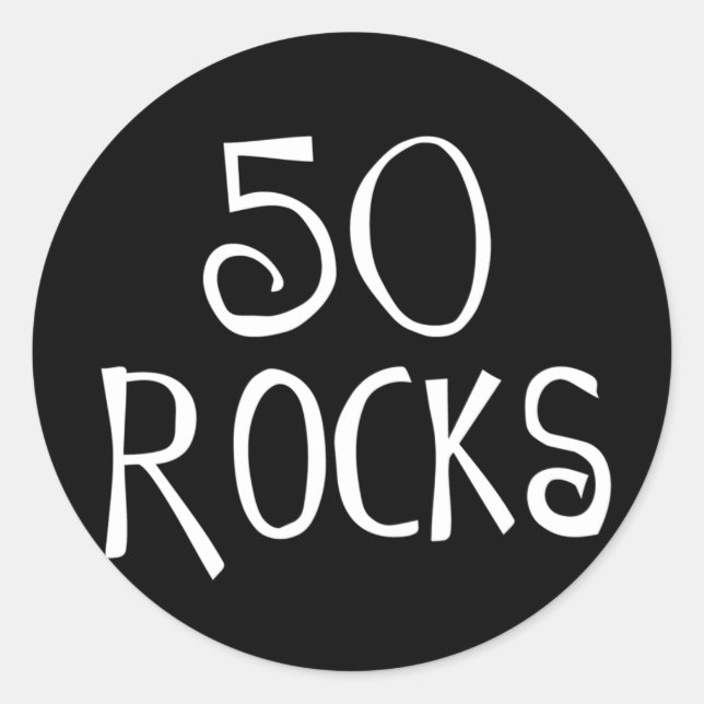 50th birthday gifts, 50 ROCKS Classic Round Sticker (Front)