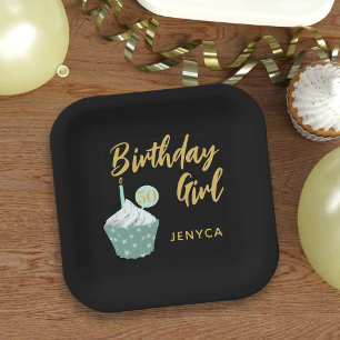 50th Birthday Girl Cupcake Paper Plate