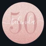50th Birthday Girly Rose Gold Blush Pink Monogram Classic Round Sticker<br><div class="desc">A pretty pink monogram sticker that is fun to use as for your fifty and fabulous birthday party. Classy,  Chic,  & modern design. You will love them! Designed for you by Blackberry Boulevard.</div>