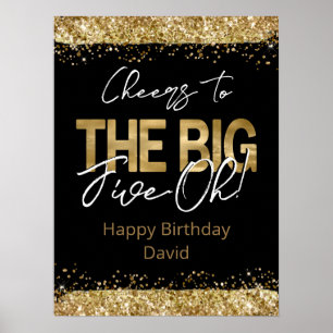 50th Birthday Gold and Black Big Five-Oh Poster