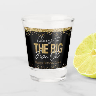 50th Birthday Gold and Black Big Five-Oh Shot Gla Glass
