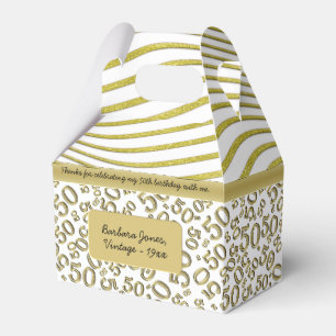 50th Birthday Gold and White Collage Pattern Favour Box