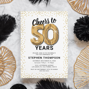 50th Birthday Gold Balloons Invitation