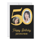 50th birthday gold black photo personalised