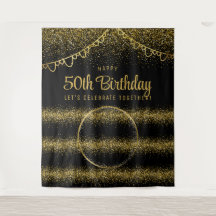 50th Birthday Gold Celebration Photo Backdrop