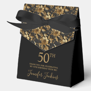 50th Birthday Gold Floral Thank You Favour Box