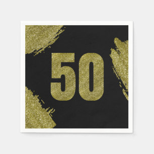 50th Birthday Gold Glitter Party Napkin