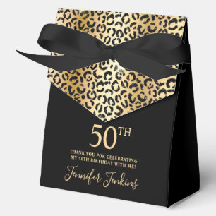50th Birthday Gold Leopard Print Thank You Favour Box