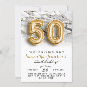50th Birthday Gold Marble Invitation