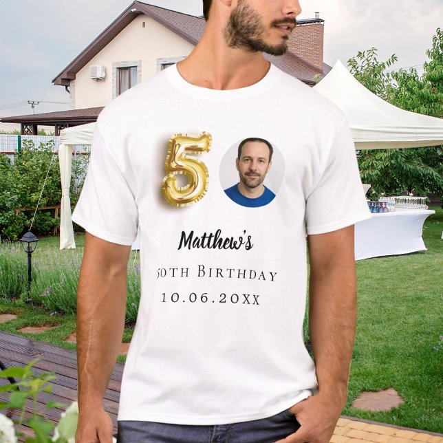 50th birthday gold photo T-Shirt (Creator Uploaded)