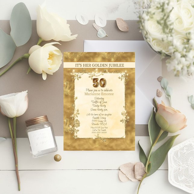 50th Birthday Golden Jubilee Vellum Invitations (Creator Uploaded)