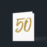 50th birthday golden personalised greeting card<br><div class="desc">For a 50th birthday,  this card is the perfect way to send congratulations and well wishes. The front features a faux gold 50 in stylised type while the inside features a customisable message. Can also be used as an anniversary card.</div>