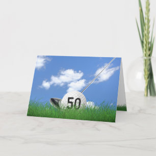 50th birthday golf ball in grass card