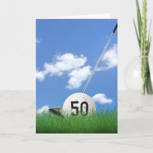 50th birthday golf ball in grass card