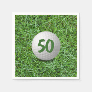 50th Birthday Golf Ball on Grass Napkins