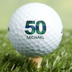 50th birthday golf balls 50 years golf plaid gift