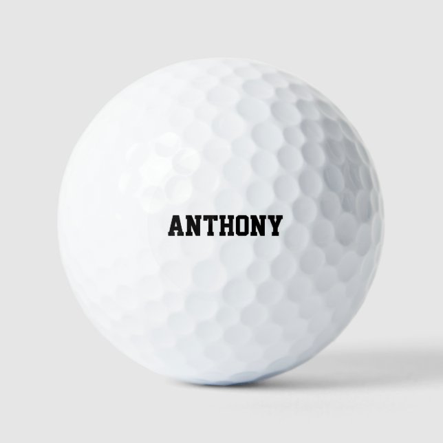 50th Birthday Golfer Black Name Dad Modern Golf Balls (Front)