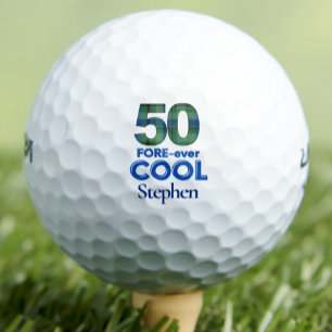 50th Birthday Golfer Gift Plaid, FORE-ever Cool 50 Golf Balls