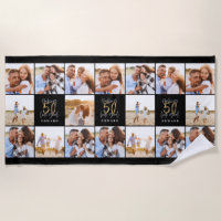 50th birthday good gold black photo collage chic