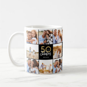 50th birthday good gold black photo collage chic c coffee mug