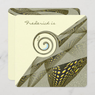 50th Birthday Green & Yellow Design Invitation