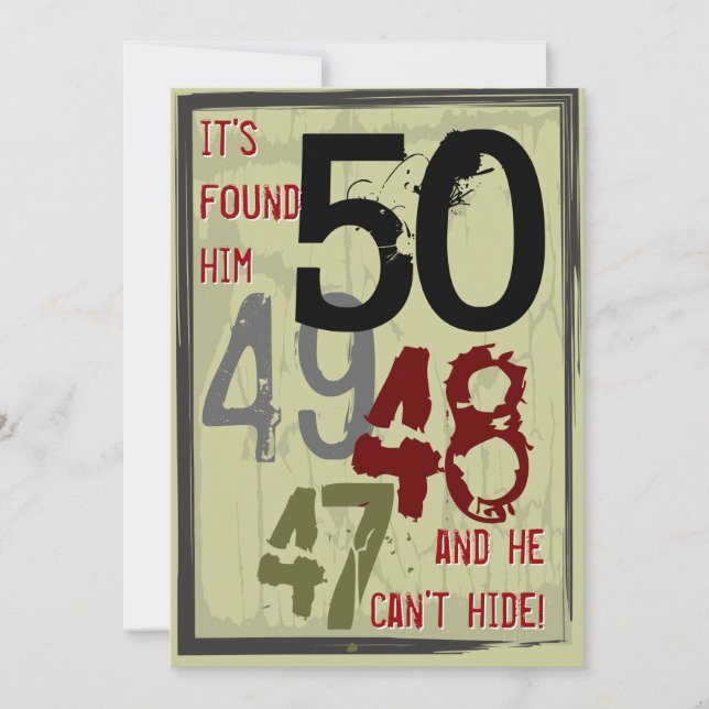 50th Birthday Grungy Countdown Party Invitation (Front)