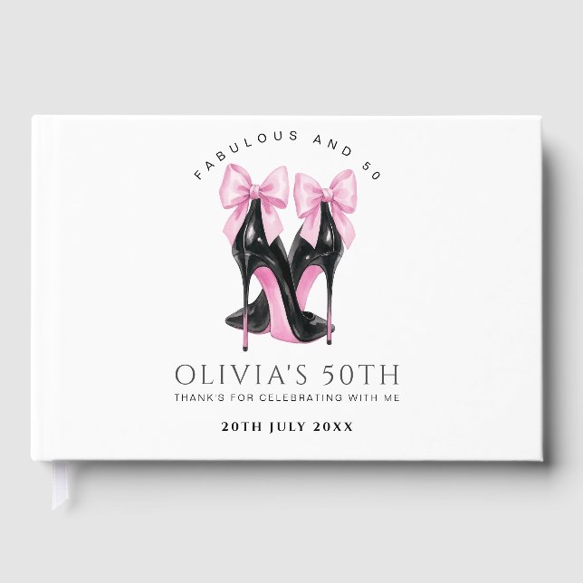 50th Birthday Guest Book, Modern 50 and Fabulous Book (Front)