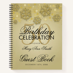 50th Birthday Guestbook Gold Winter Notebook
