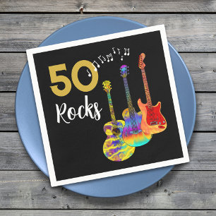 50th birthday Guitar Rocks 50 Napkin