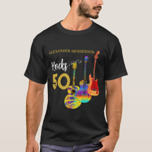 50th birthday Guitar Rocks 50 Personalised T-Shirt