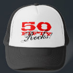 50th Birthday hat | Fifty Rocks!<br><div class="desc">50th Birthday hat | Fifty Rocks! Personalizable age number. Cute bday gift idea for mum,  dad,  uncle,  grandpa etc.</div>