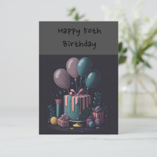 50th Birthday Her Balloons Card