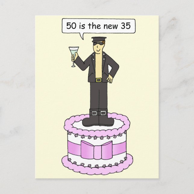 50th Birthday Humour for Gay Male Postcard (Front)