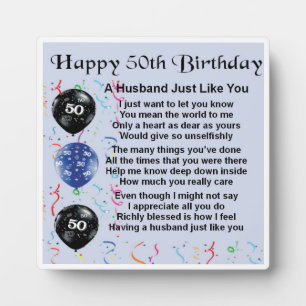 50th Birthday Husband Poem Plaque