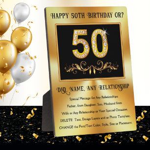 50th Birthday Ideas for Dad, Husband, Birthday Plaque