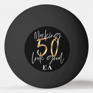 50th birthday initials personalized favor gift ping pong ball