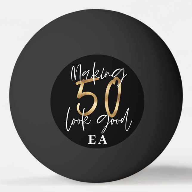 50th birthday initials personalized favor gift ping pong ball (Front)