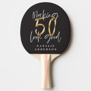 50th birthday initials personalized favor gift ping pong paddle